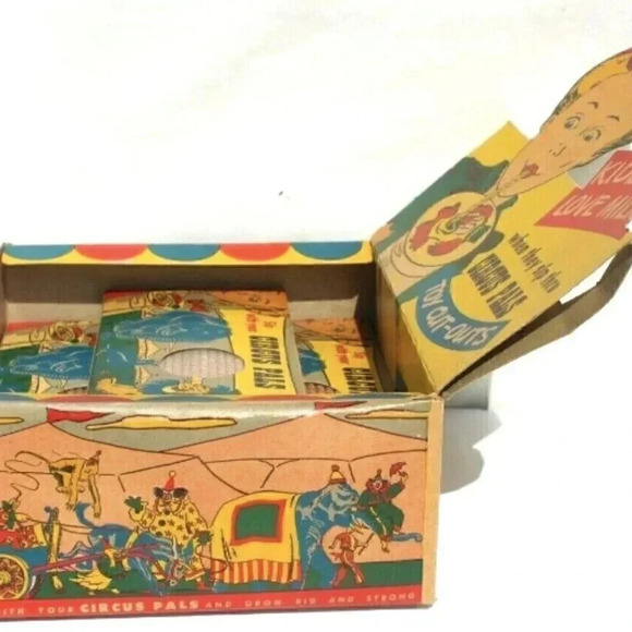 Vtg 7 Circus Pals Drinking Straws / Cut Out Toy (Jo-Jo, Maxie) Selling Display - Picture 2 of 5